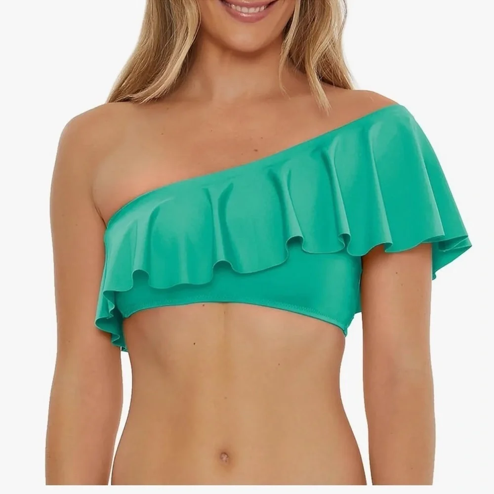 Trina Turk Women's Standard Monaco Ruffle Bandeau Bikini Top, One Shoulder